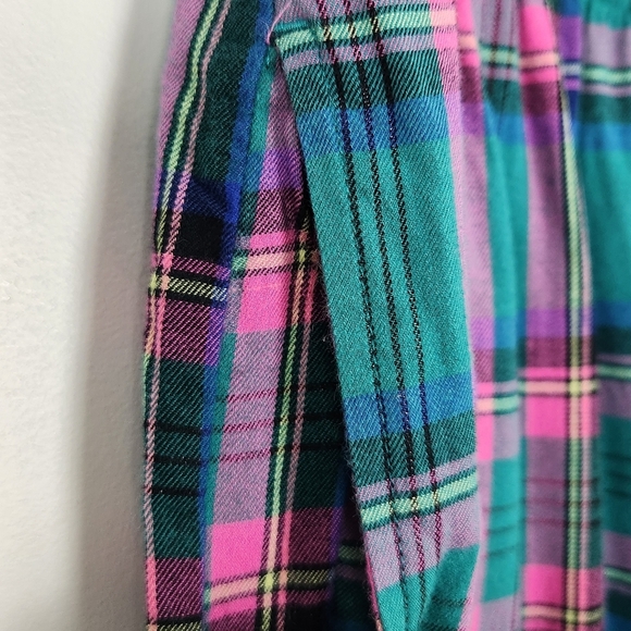 Victoria's Secret Teal Blue and Pink Plaid Flannel 2pc Pockets PJ's Size M - Picture 14 of 16